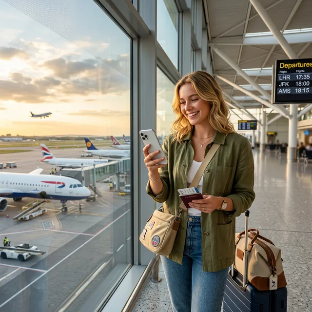 Traveler staying connected at the airport